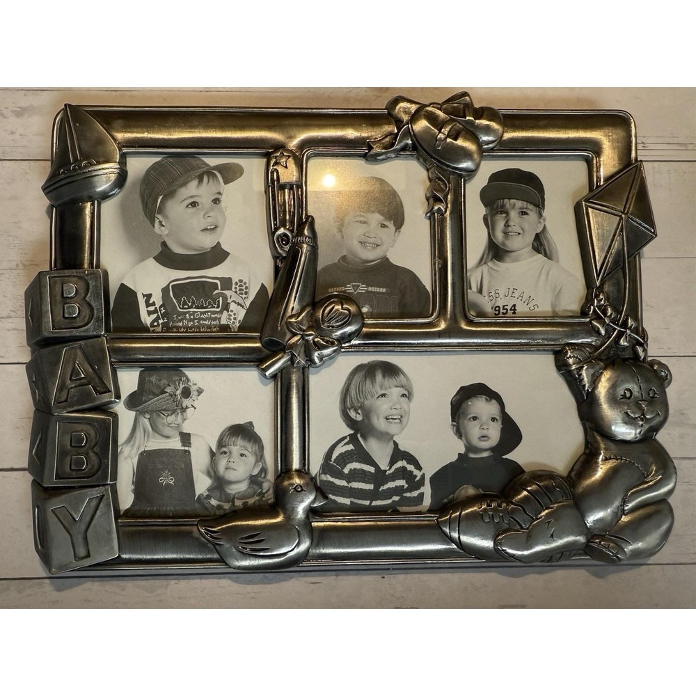 NEW~Royal Limited Silver "BABY COLLAGE" Picture Frame Holds 5 Photos NIB‎